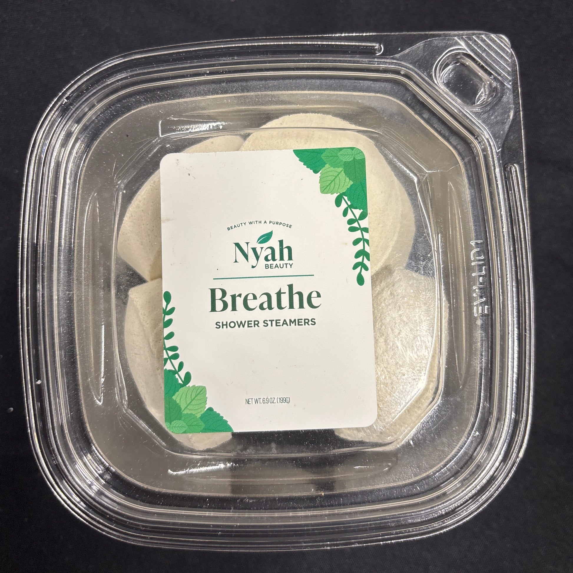 Shower steamers in clear packaging